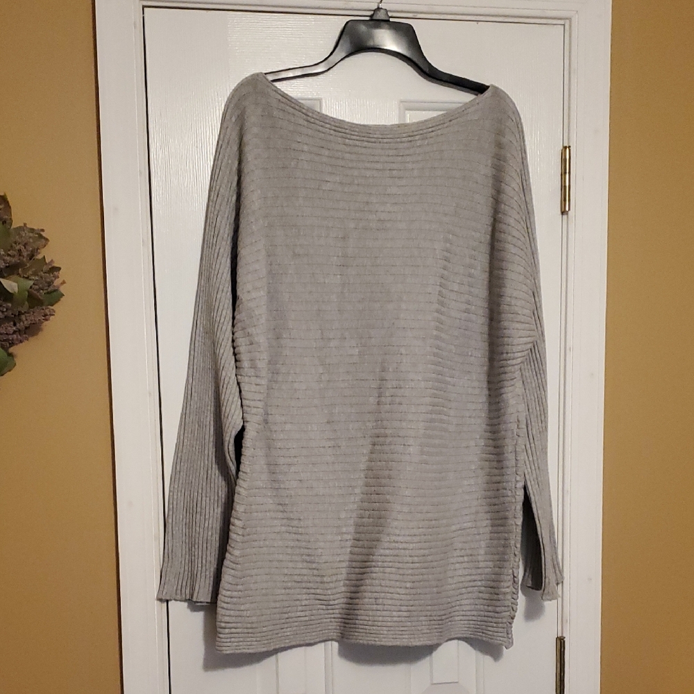Chic Soul Off The Shoulder Gray Ribbed Sweater